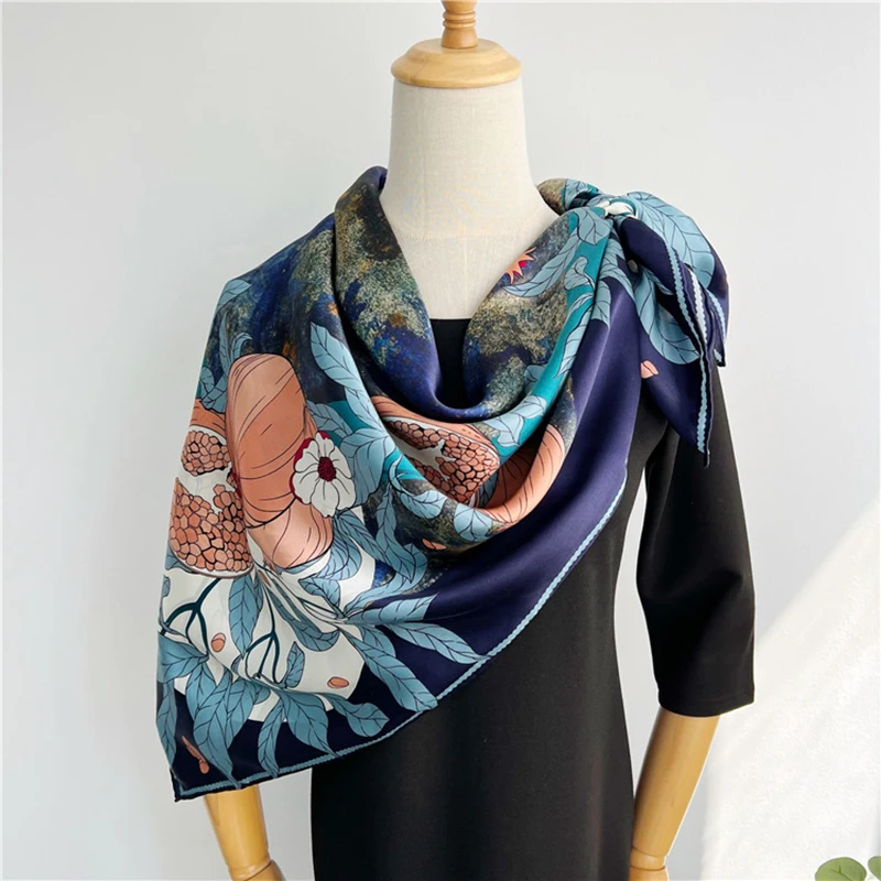 100% Real Silk Long Scarves and Shawls for Women Printed Wraps for Ladies 4  Seasons Bufanda Mujer Mulberry Natural Silk Scarf - AliExpress