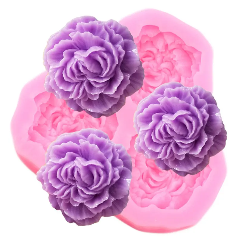 Silicone mold 3D Peony Flower Chocolate Silicone Mold DIY Wedding Cupcake Topper Fondant Molds Cake Decorating Tools Candy Clay Resin Moulds