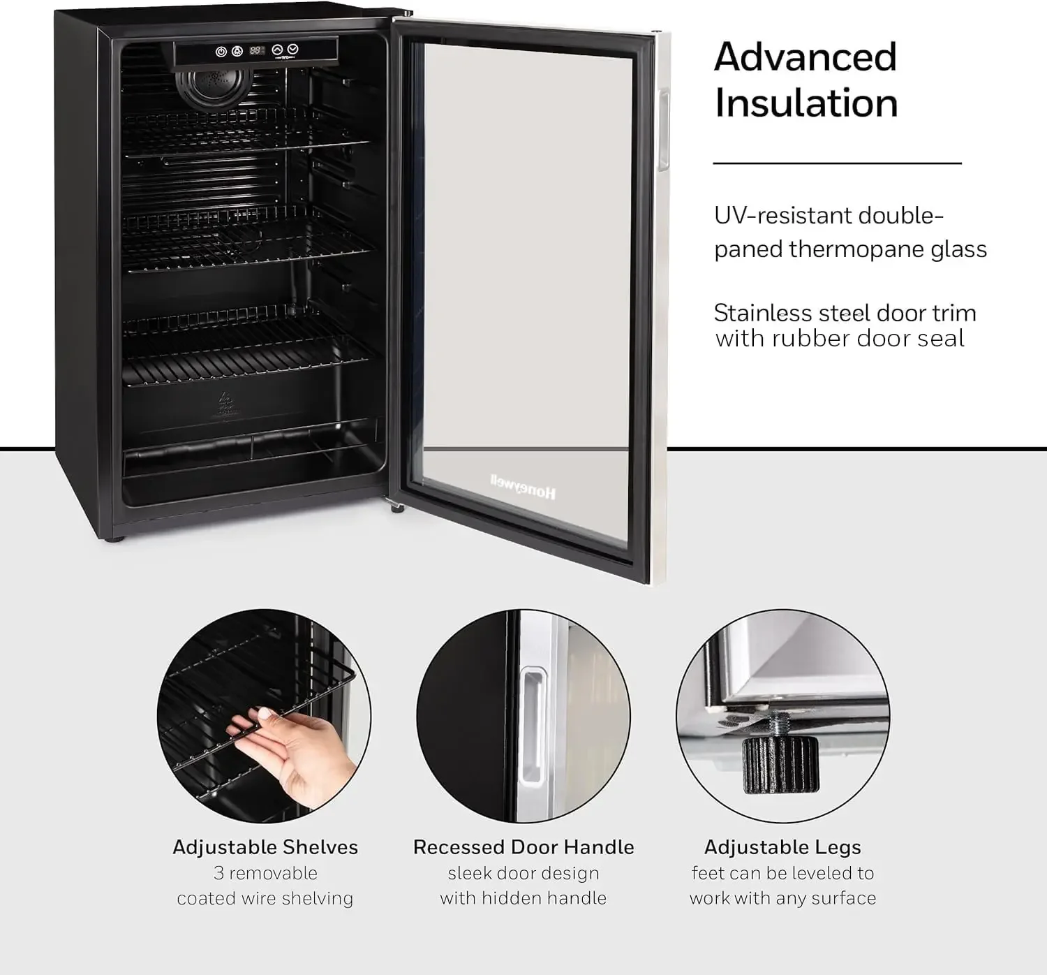 Beverage Refrigerator and Cooler, 115 Can Mini Fridge with Glass Door for Soda Beer or Wine for Office or Bar with Adjustable Re 3