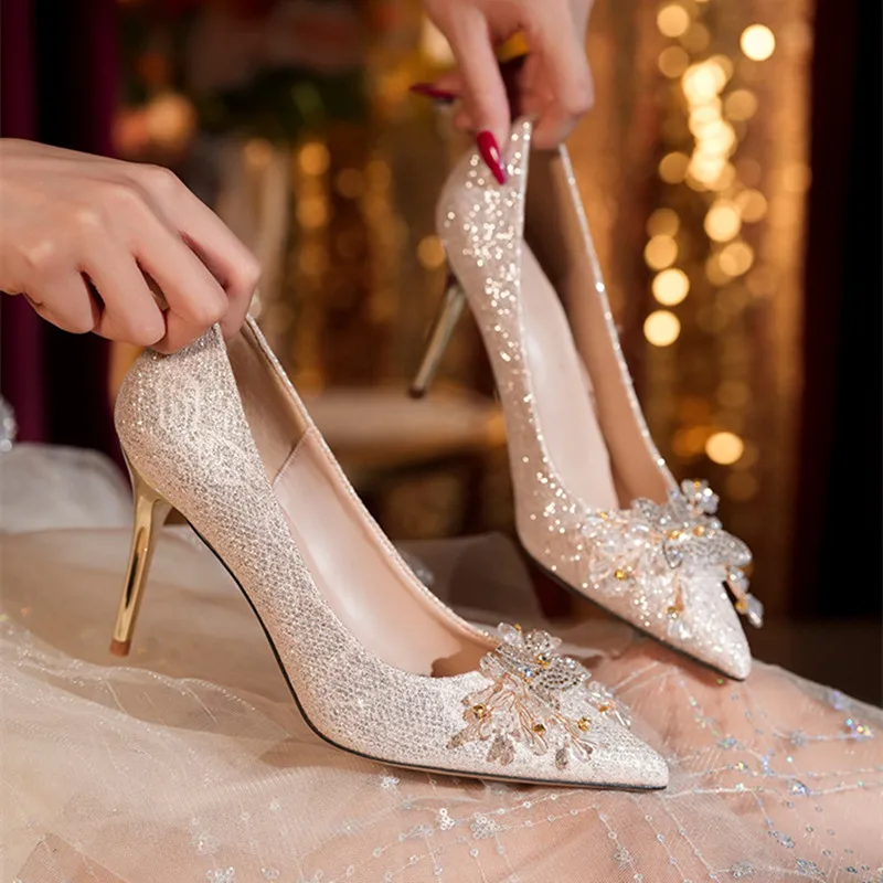 Zapatos Nupciales Tacones Con Lentejuelas Zapatos De Tacón De Lujo