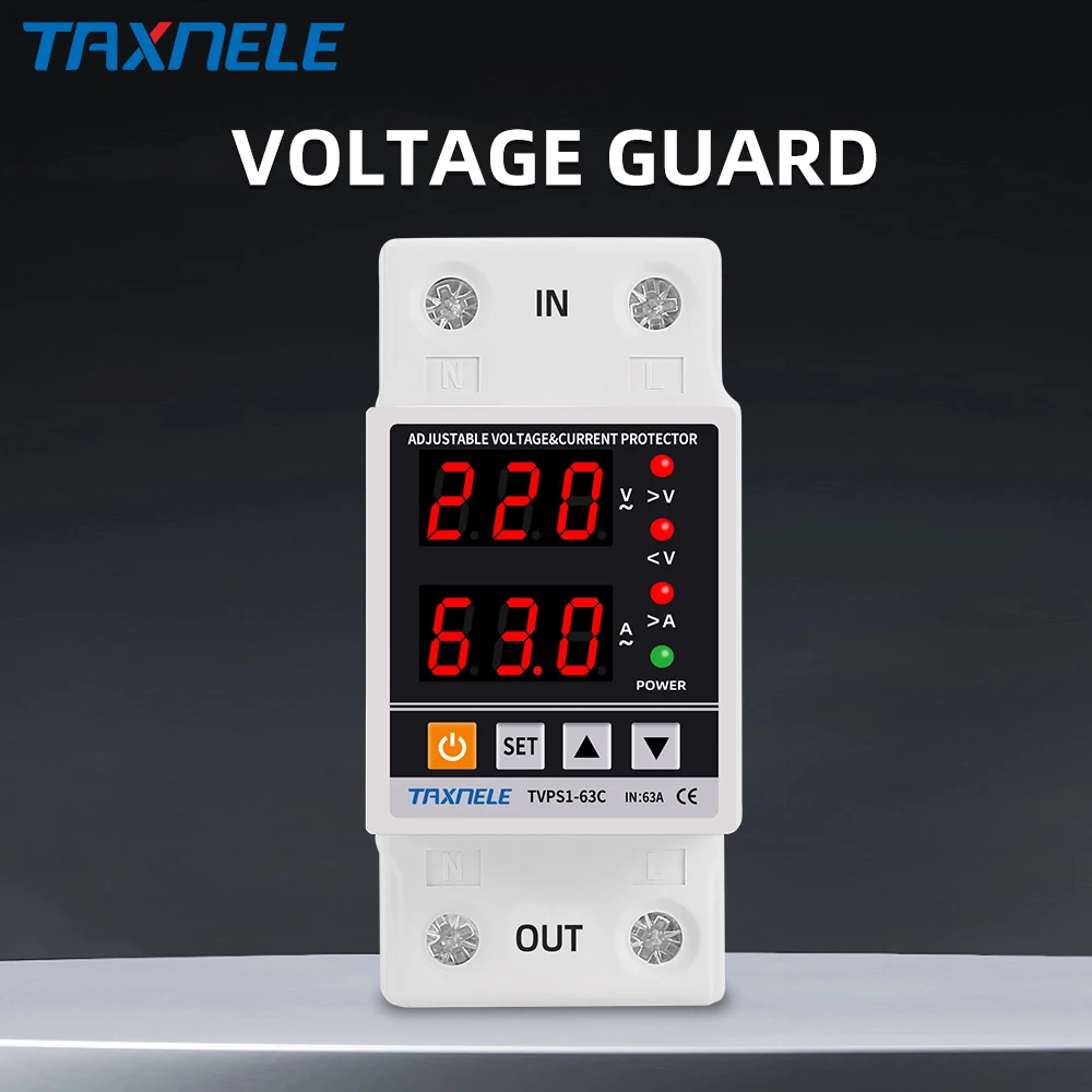 Din Rail Dual Display Adjustable Voltage/current Protective Relay Device