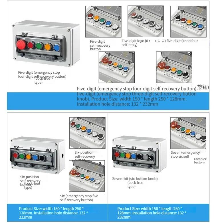 Description Picture 4 of itemAC220V Outdoor Waterproof Button Control Switch Box Emergency Stop Start Indication Lamp Self Recovery Switch Junction Box