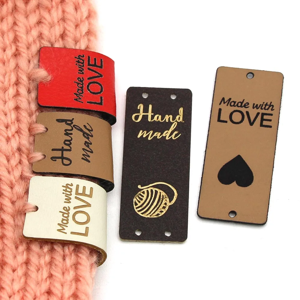 Leather Tags Handmade With Love Labels Sewing Craft Hand Made Tags