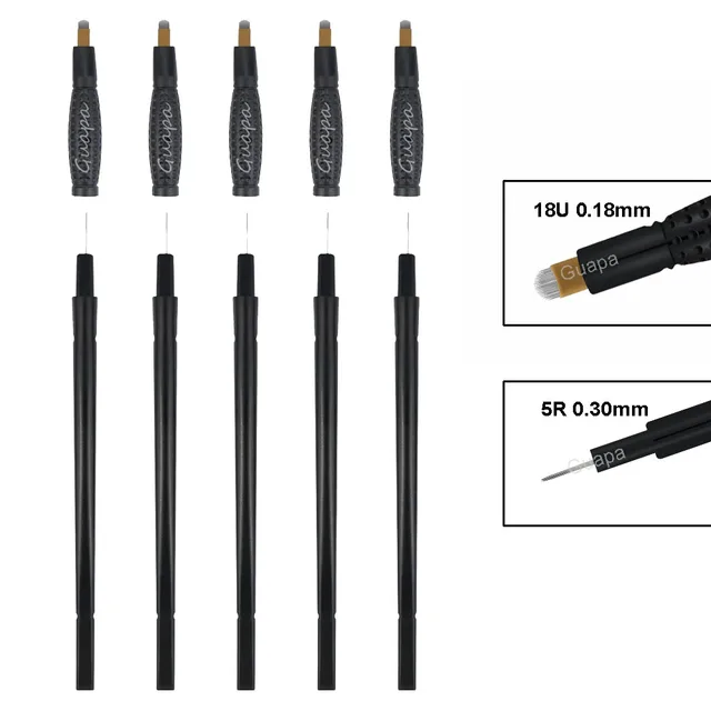 50PCS Permanent Makeup 2 in 1 Blade and Shade Disposable Microblading Pen Sterilized Blades Microblading Eyebrow