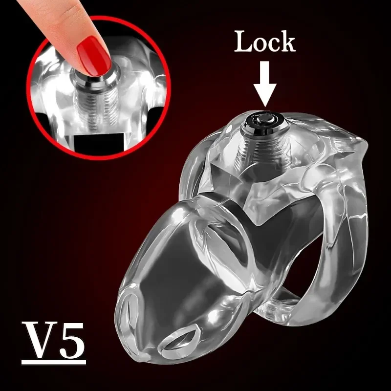 Penis Chastity Cage Chastity Lock Sex Toy HT-V5 Detachable Male Chastity Cage Natural Resin Lightweight & Breathable Design Secure Comfort Adult Toy Men 18+