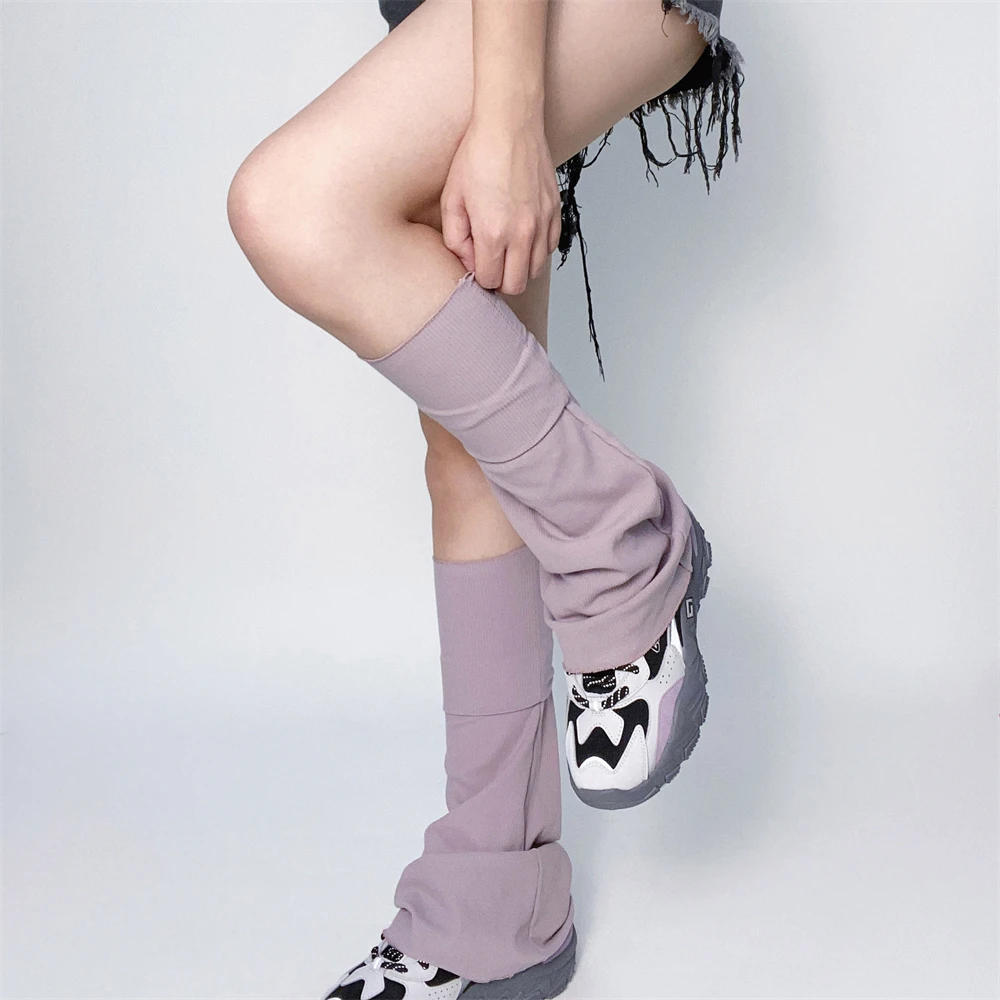 High Elasticity Solid Color Flared Leg Warmer Women Y2k Over Knee Long Socks Winter Loose Lolita Foot Cover Stockings Streetwear