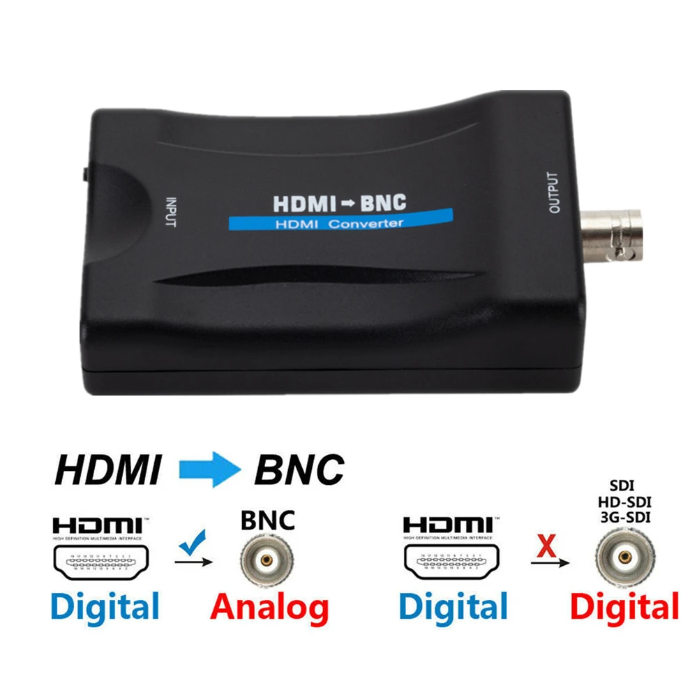 HDMI-compatible to BNC Adapter 1080P Composite Video Signal Converter Multimedia