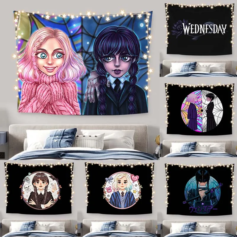 

Wednesday Addams Tapestry Wall Hanging Cool America Room Decor Background Cloth Decorative Blanket DIY
