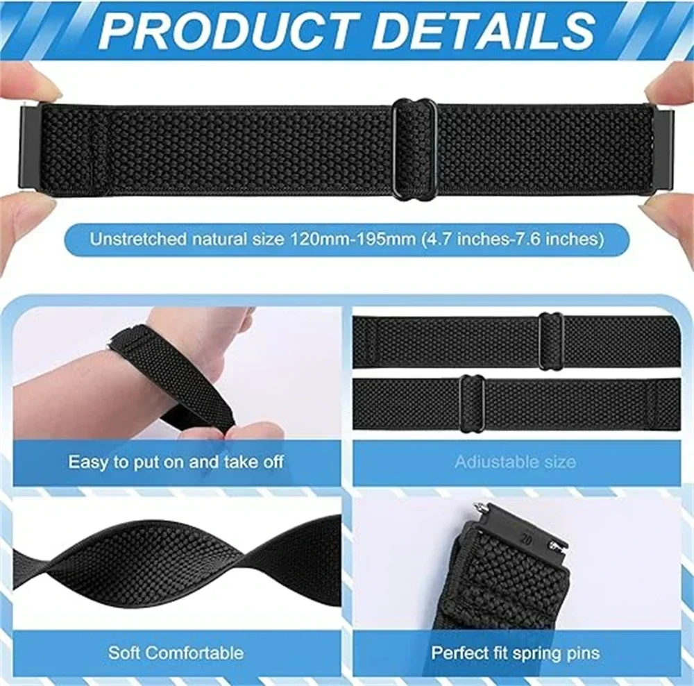 Braided Elastic Sport Strap in Multiple Sizes - Premium Replacement Band