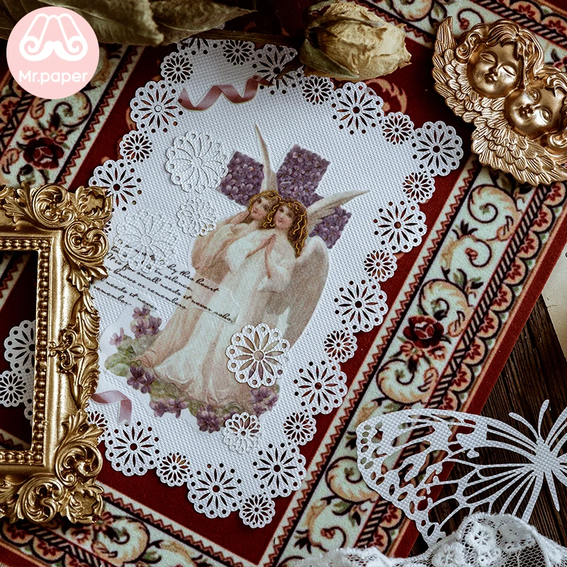 Mr.paper 8 Designs 10Pcs/lot White Lace Paper Loose Leaf Homemade White Lace Memo Pads