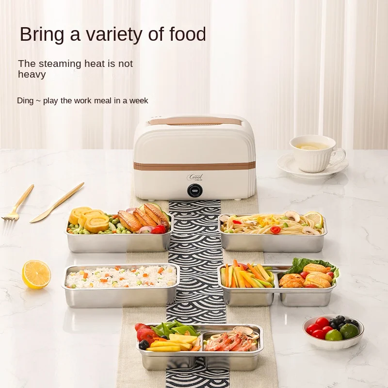 1L 220V Electric Heating Box Rice Cooker Lunch Heating Cooker Box Thermal Insulation Self Heating Cooking 3