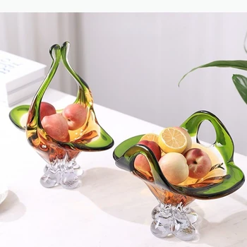 Vassoi in vetro, piatti da frutta a piedi alti, cestini, ciotole per snack, contenitori portaoggetti da tavolo, vassoi decorativi, piattini per gioielli