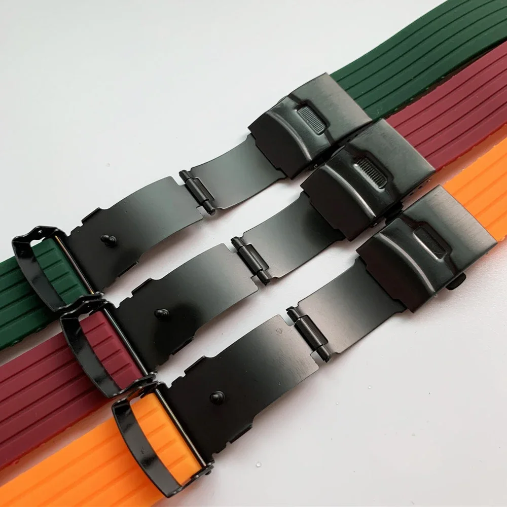 Universal Waterproof Sport Silicone Watch Band with Folding Buckle Strap