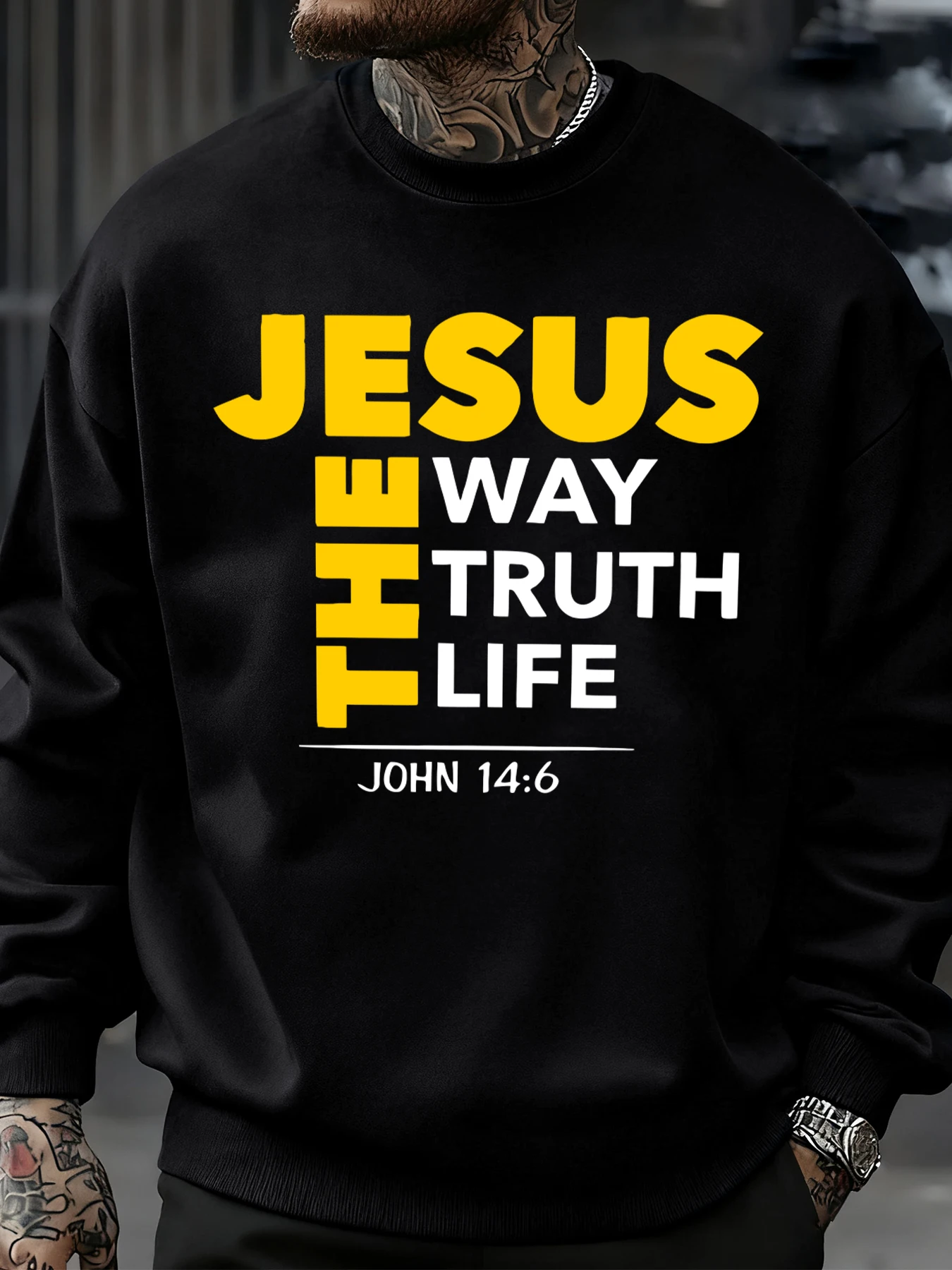Jesus Der Weg Wahrheit Leben Drucke Männer Pullover Straße Fleece Sweatshirt Crewneck Herbst Casual Streetwear Weiche Lose Kleidung – Detail 7