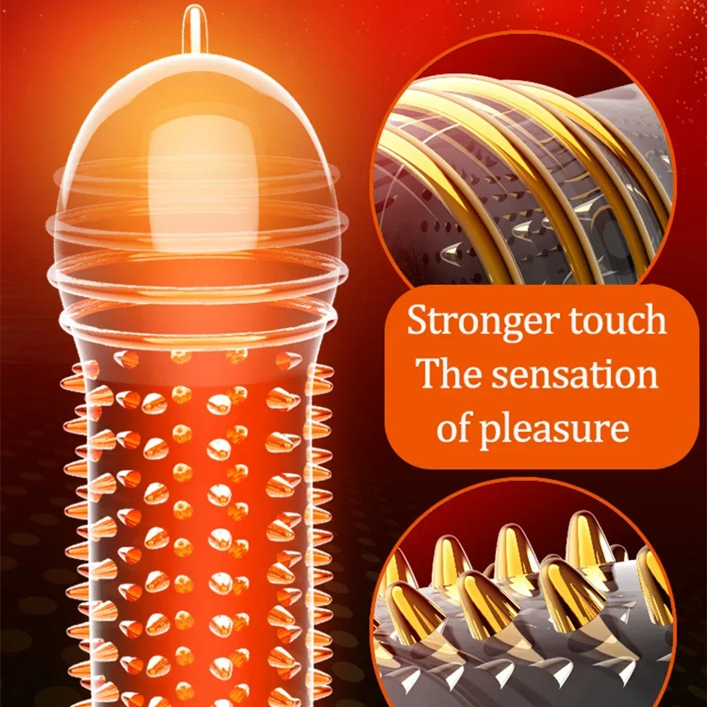 Extension Condoms Adult Sex Products Sensation Female G-spot Vaginal Stimulation Condoms Sophora Viciifolia Spike Penis Sleeve 5