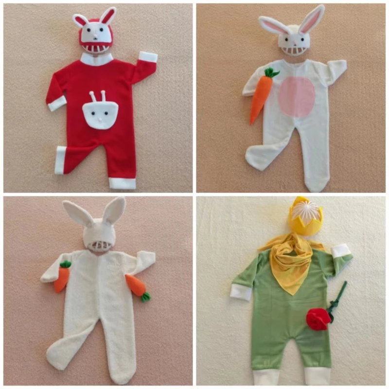 

Baby Photo Props Rabbit Costume Set Romper Photo Props Newborn New Year Photo Clothes Pilling Resistant Unisex 40JC