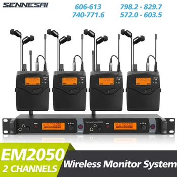 EM-2050 UHF 무선 인이어 모니터 시스템, 무대용 다중 밴드에서 모니터링 가능, 전체 금속, 최고 품질, 2 채널