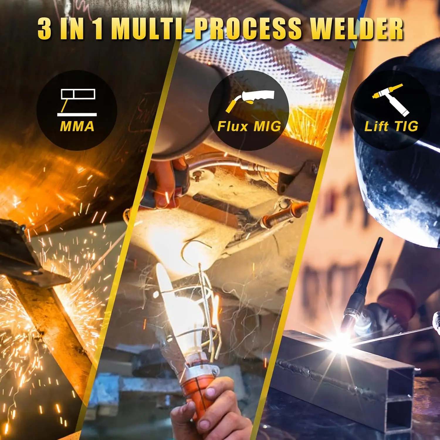 135A MIG Welder 110V Flux Core MIG Welder/Lift TIG/Stick 3 in 1 Welding Machine with Synergy Control Gasless Portable 2