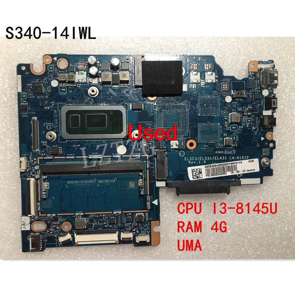 

Used For Lenovo Ideapad S340-14IWL Laptop Motherboard With CPU I3-8145U UMA RAM 4G FRU 5B20S42002