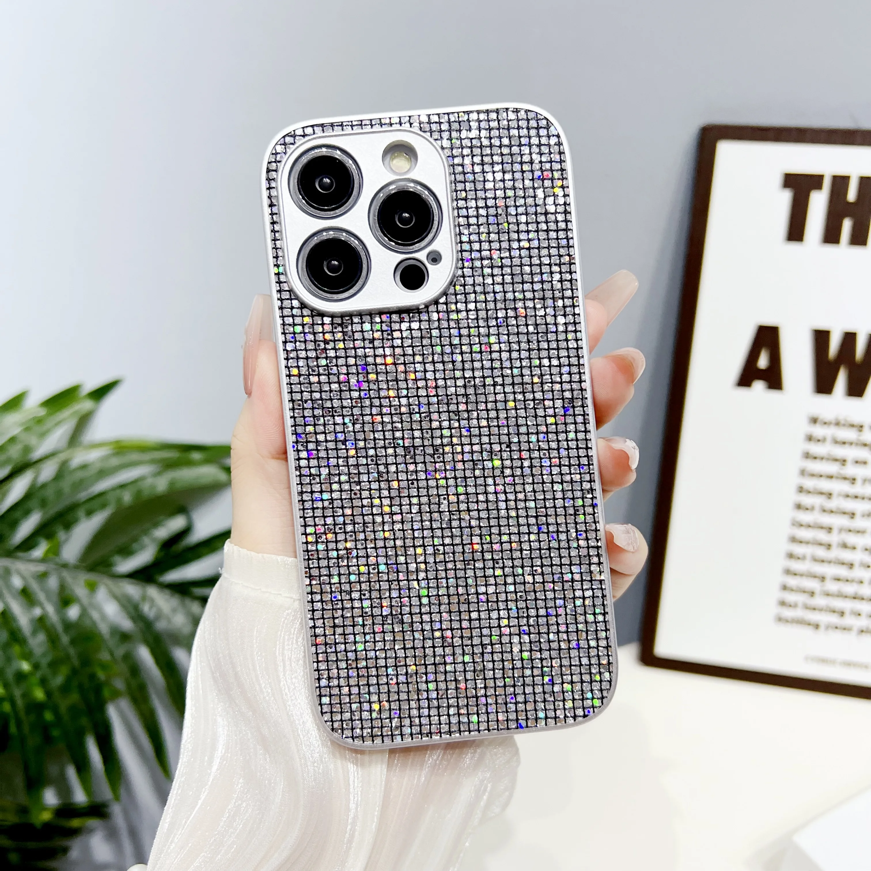 Shockproof Aurora Shiny Diamond Case with Camera Protection Cover