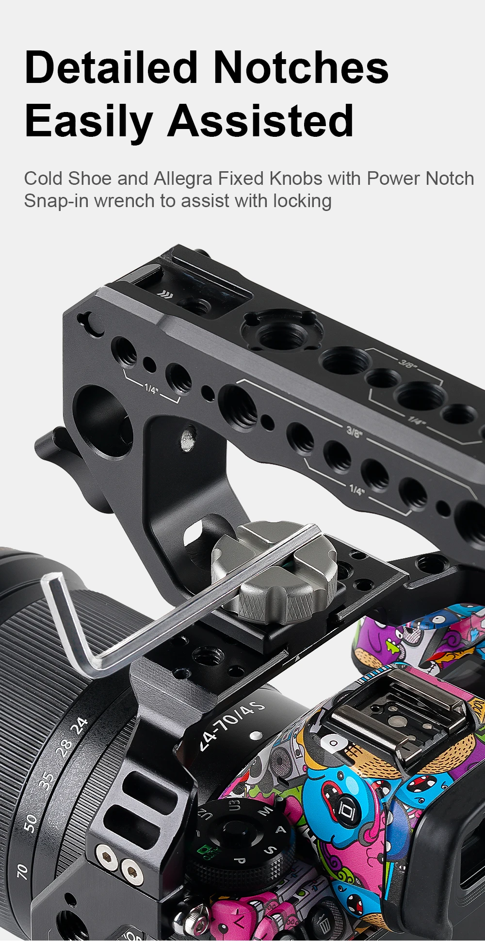 Universal DSLR Handheld Cold Shoe Holder Camera Cage Top Handle with 3/8"&1/4" S
