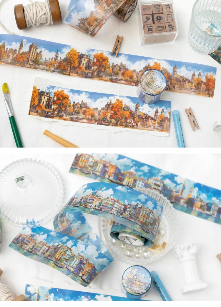 50 mm x 2 m Reise-Landschafts-Bänder, Aufkleber, 1 Rolle, dekorative Collage, Tagebuch, Album, Scrapbooking-Material, Bastelbedarf – Detail 16