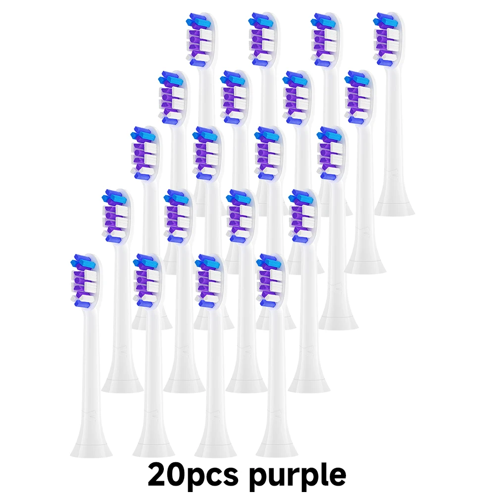 필립스 교체용 전동 칫솔 헤드 6500 6100 5300과 호환되는 20개 교체용 칫솔 헤드