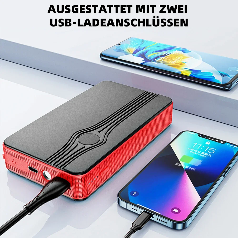 Portable car jump starter multi-function 20000mAh power bank booster 12V battery emergency charger petrol diesel starting device