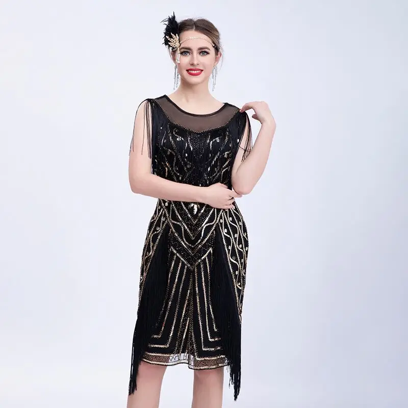 

VEIKEEY 1920s Gatsby Dress Downton Bridesmaid Wedding Guest Homecoming Black Tie Jazzage Flapper Dress Great Gatsby Art Deco