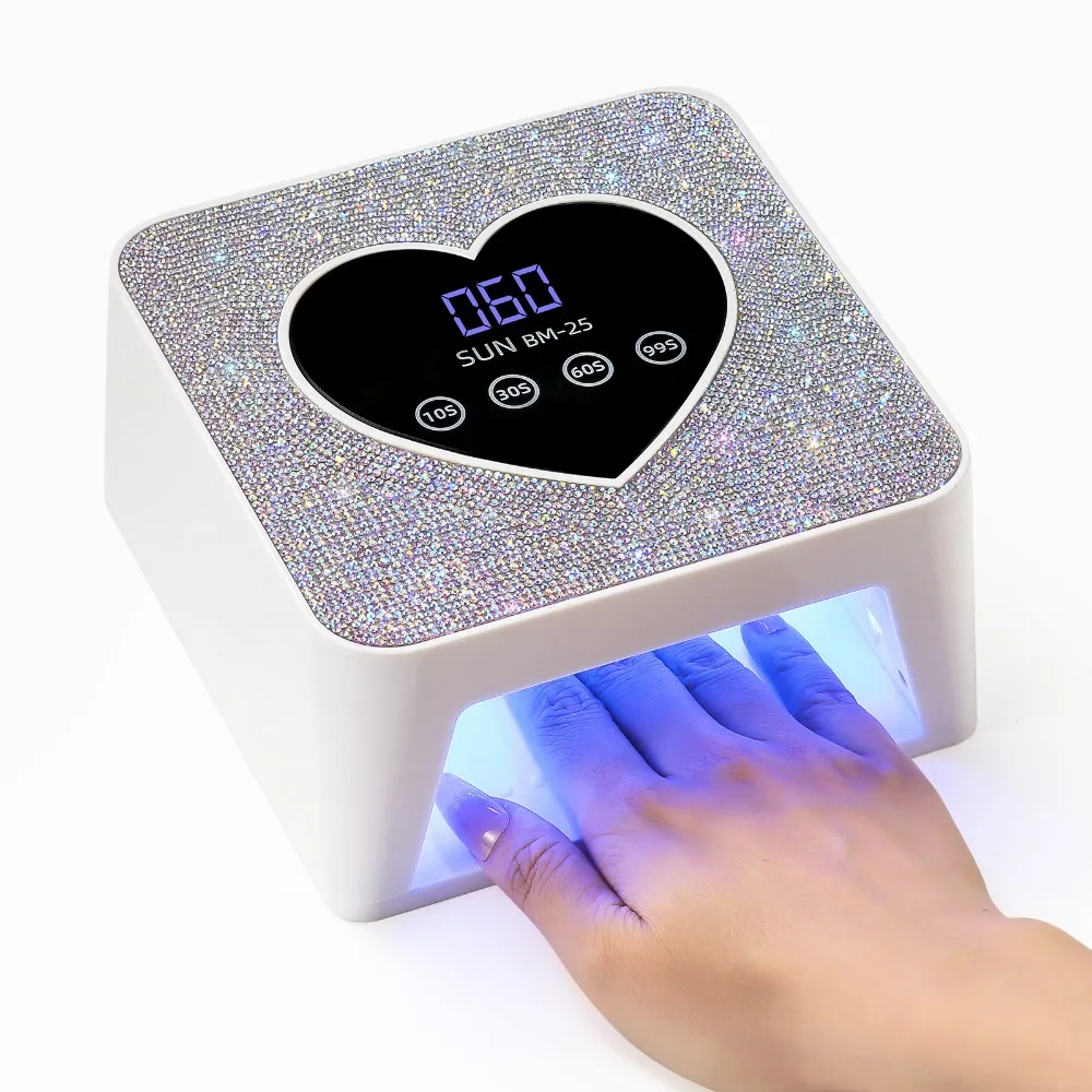 라인스톤 다이아몬드 전문가용 LED 네일 램프 UV 라이트 하트 모양 매니큐..