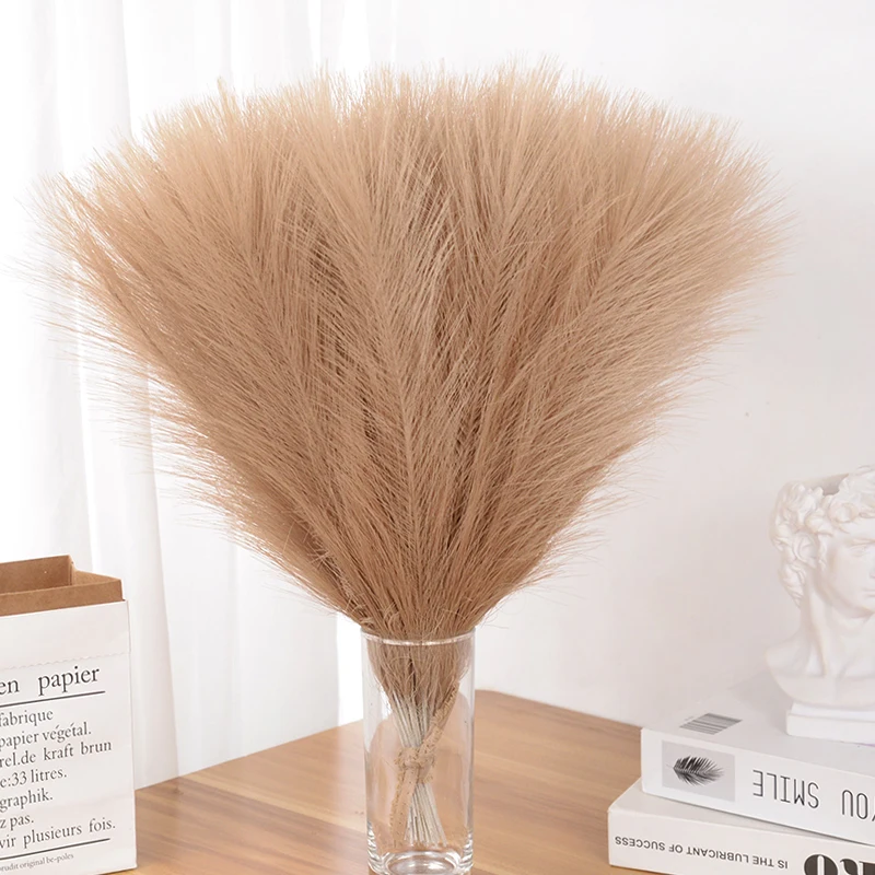 1Pcs 120cm Artificial Reed Flower Bouquet Plume Pampas Grass Dried Flowers For Home Room Decor Wedding Birthday Party Supplies