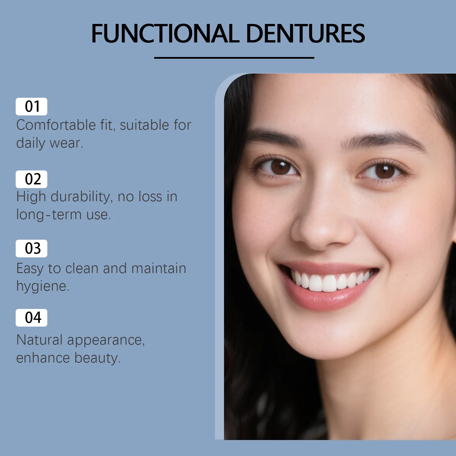 Denture Silicone Kit Dentures Teeth: A denture set that comfortably fills tooth gaps and enhances smile aesthetics.