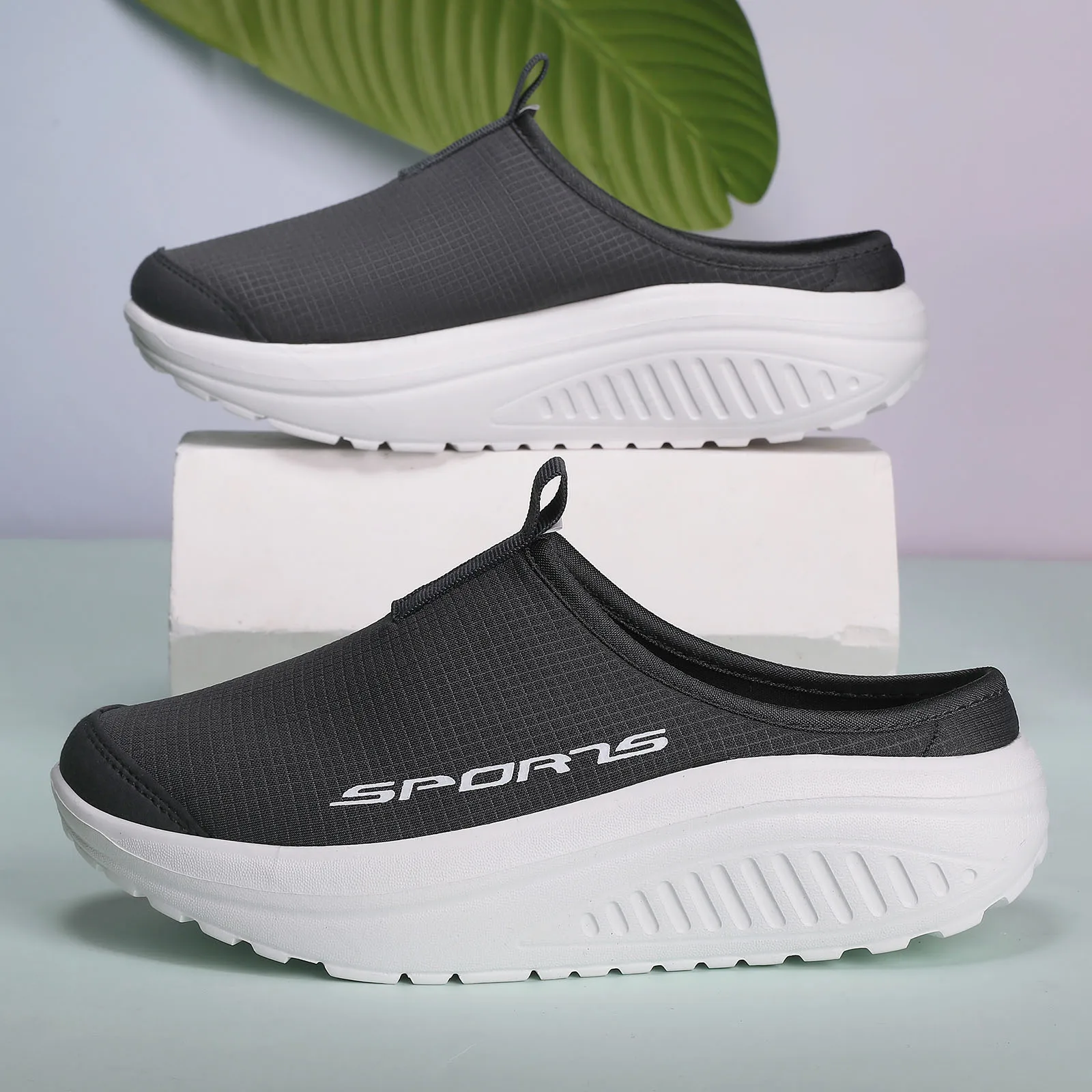 Summer Half Slippers for Women's Trendy Flat Bottom Casual Shoes Soft Sole Support Shoes Women Sneakers Comfortable Walking Shoe
