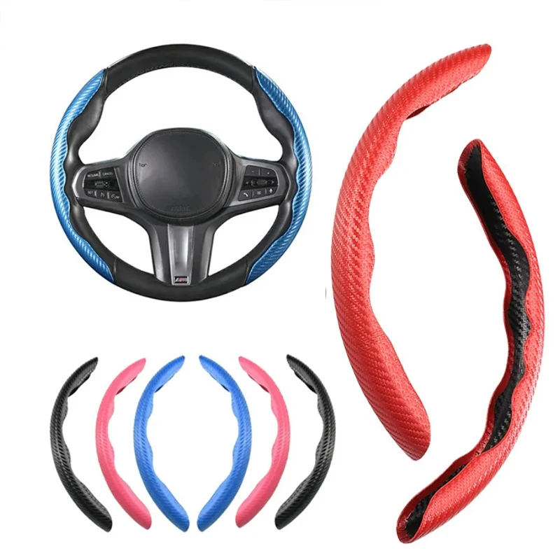 1 Paar Kohle faser Leder Auto Lenk abdeckung 1k Mikro faser Leder PVC Rad Booster Abdeckung rutsch fest universell
