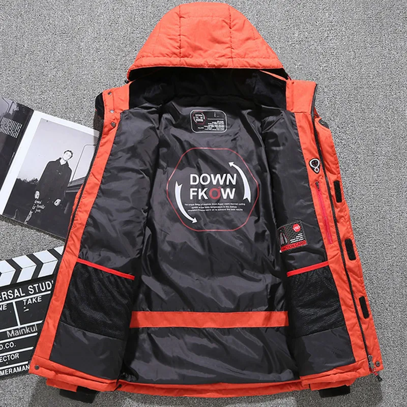 Jaqueta de esqui à prova de vento para homens, jaqueta quente, macacão de acampamento de montanha, esportes ao ar livre, roupas de snowboard, inverno