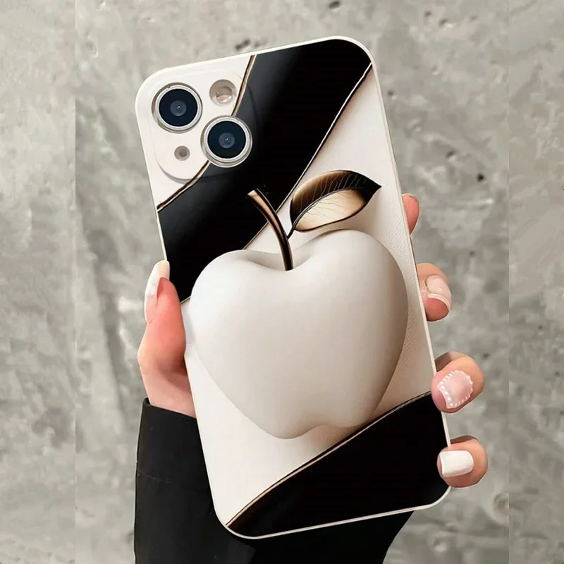 Luxury Fruit Print Straight-Edge Silicone Phone Case