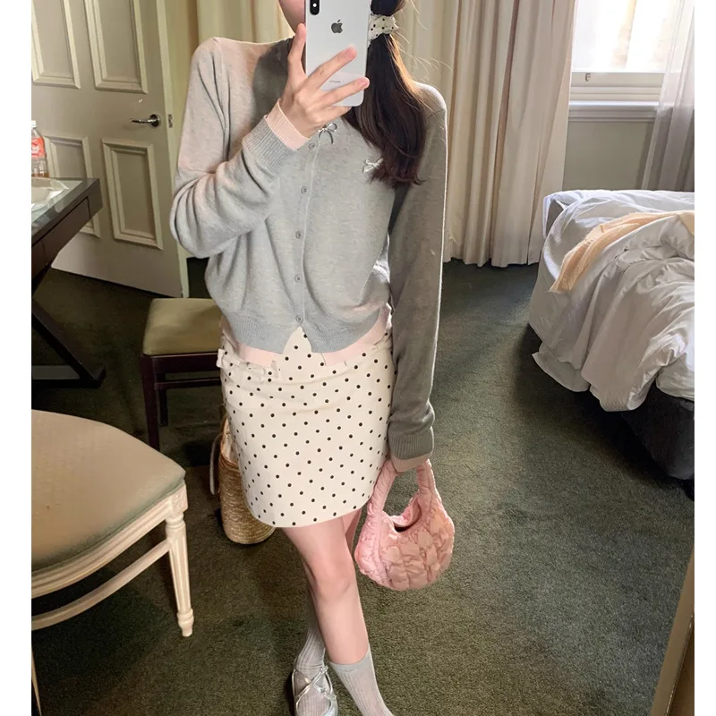 Y2k Hip-Covering Skirt Polka Dot Spring and Summer Girl High Waist Versatile Polka Dot 2024 French Ins Style Retro High Quality