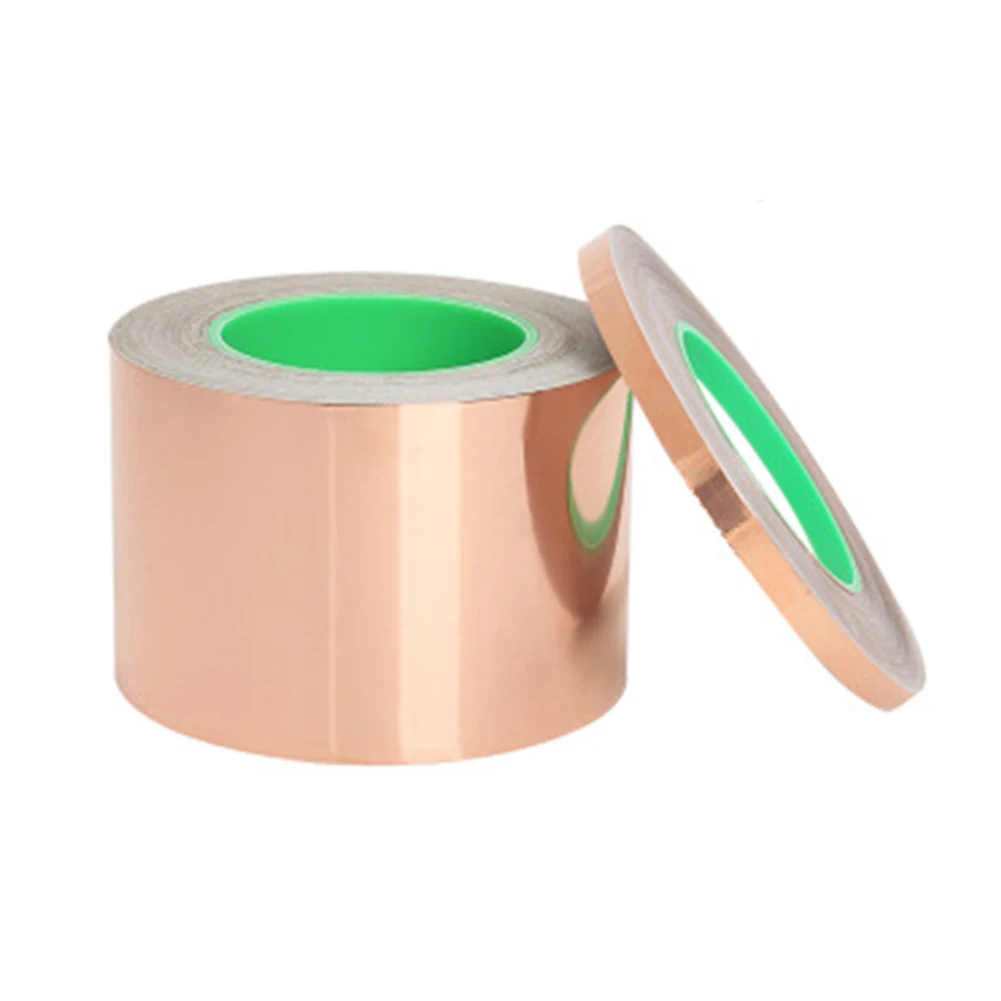 5m Conductive Copper Foil Tape Heat Insulation Tape Self Adhesive Conductive Shielding Tape Double-sided 25mm for EMI Shielding