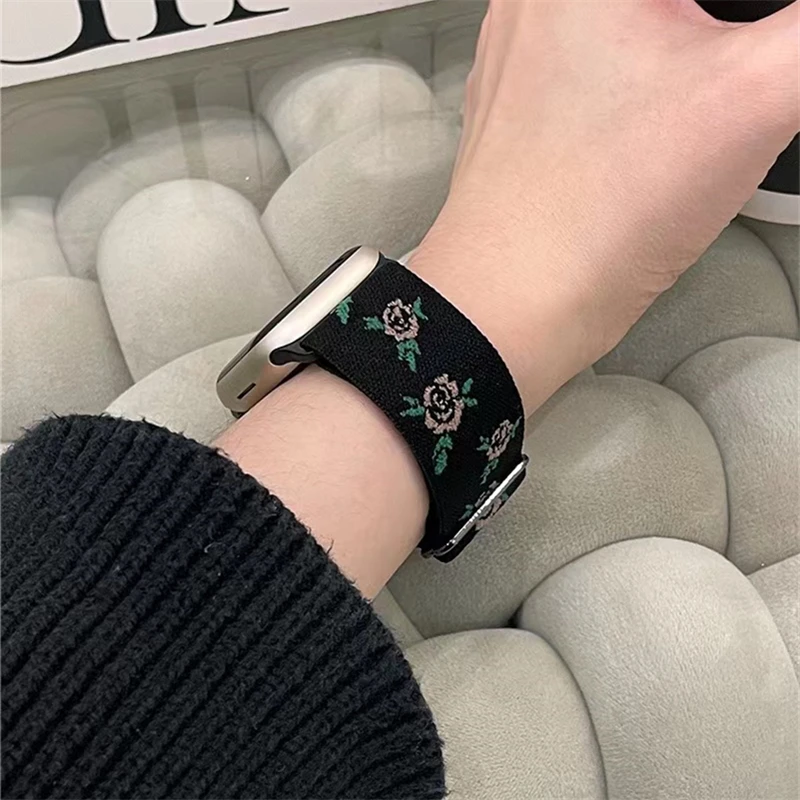 Flowers and Roses Nylon Stretch Band for Apple Watch | Infinity Loops