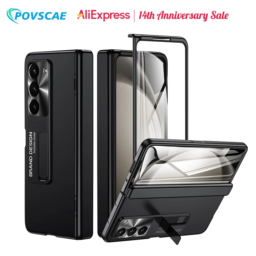 

For Samsung Galaxy Z Fold 5 Case Full Body Hinge Protection Durable Shockproof Phone Cover With Stand Built-in Screen Protector