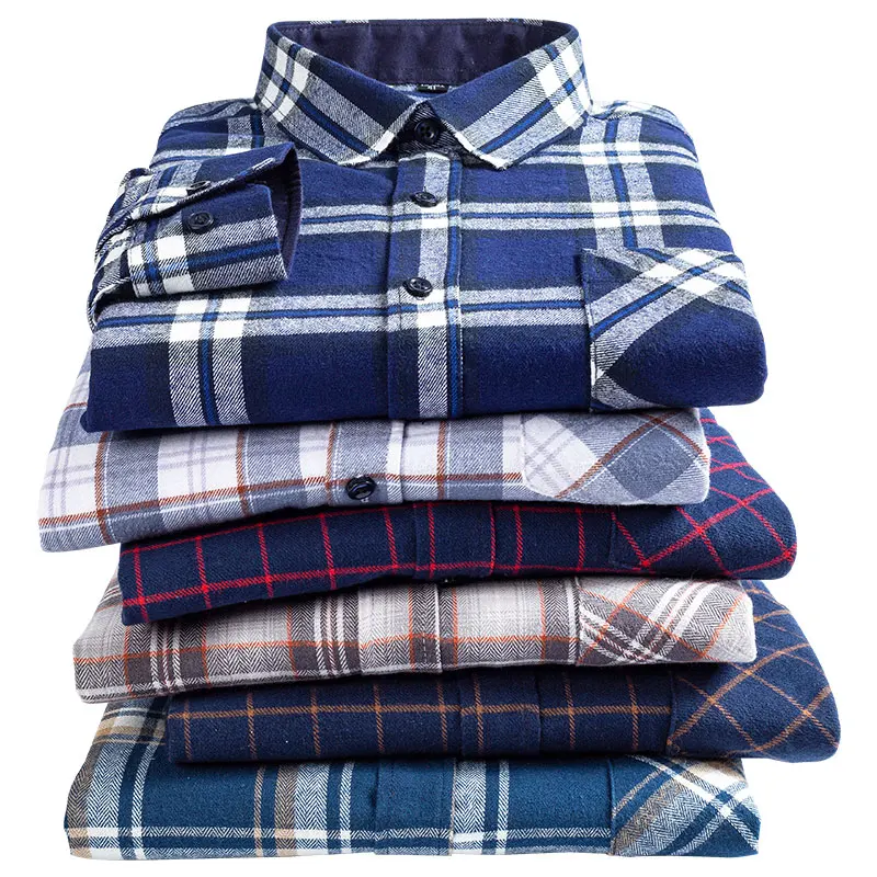 

Spring Shirt Men 100% Cotton Plaid Flannel Casual Daily Office Soft Comfort Regular Fit Korean Style Streetwear Man Checkere Top