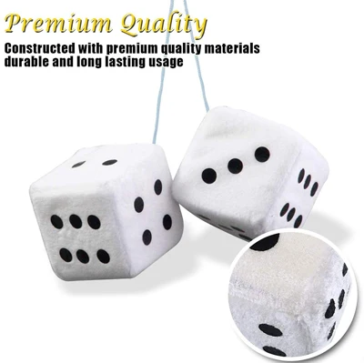 2Pcs Plush Dices Car Hanging Pendant Decor Dice Velvet Dice Model Decoration Rearview Mirrors Styling Car Accessories Interior