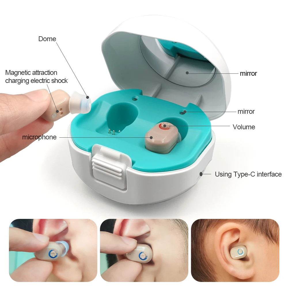 Hearing Aid Rechargeable USB In Ear Invisible Pair