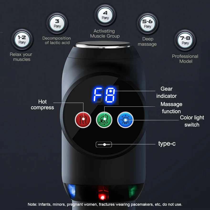 Profesionalna pištola za globoko masažo mišic, električni tolkalni pištolski masažer, lajšanje bolečin, sprostitev telesa, fascialna pištola, lajšanje bolečin_voghion.com