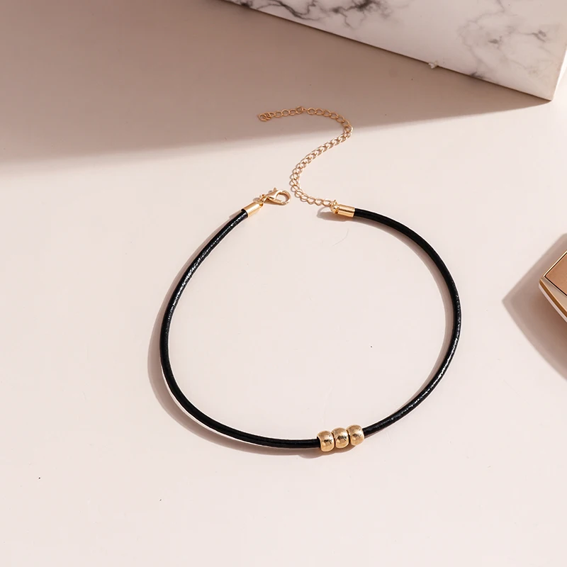 Gotischer Stil, Schwarzes Seil, Damen-Halskette, Choker, Seil-Halsketten, Goldfarbene Perlen, Goth-Schmuck, Halsband Für Mädchen, Kpop-Chocker Sce8A6Be83D584802Ad539218951A0C71Z