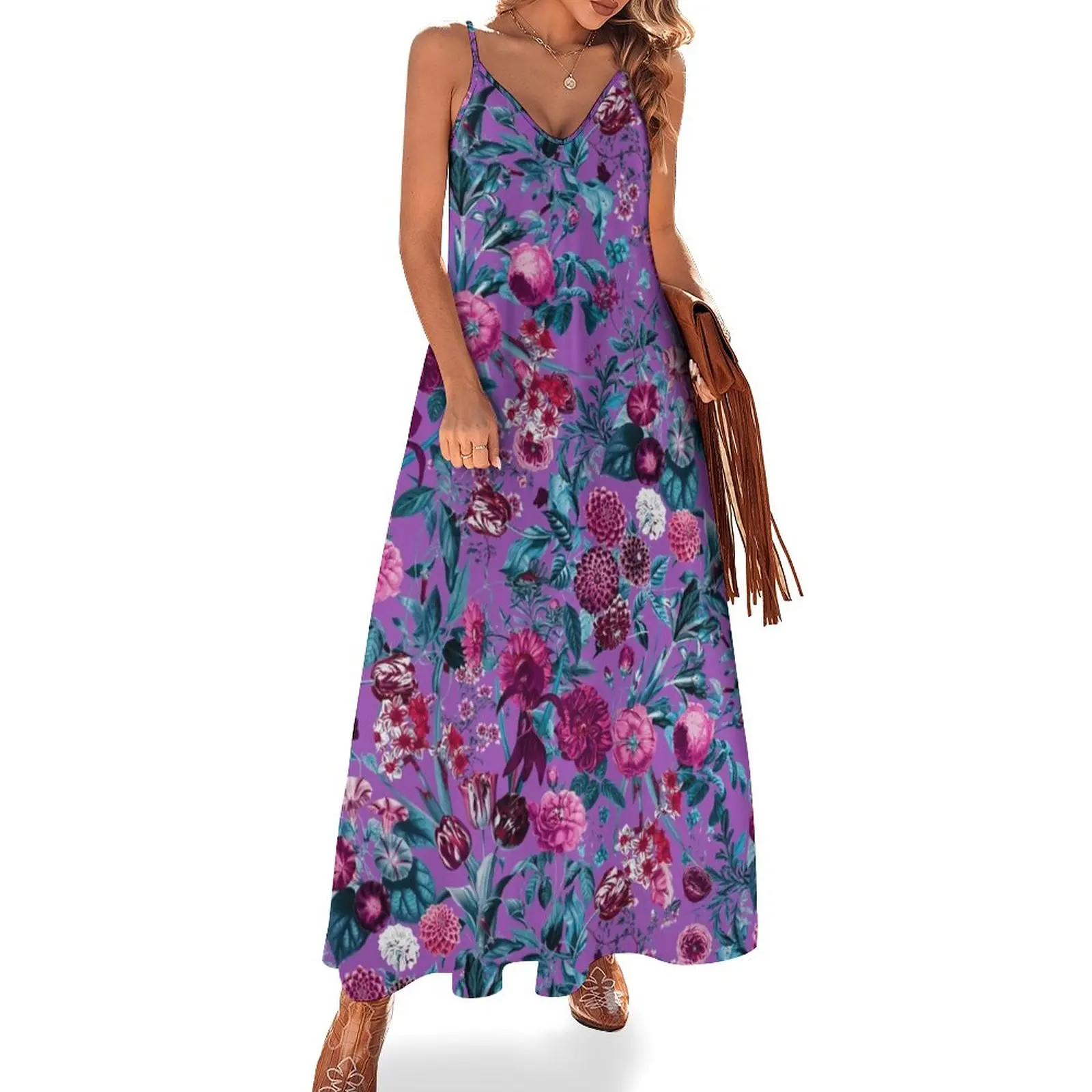 

Romantic Floral Pattern Sleeveless Dress Evening dresses Women dresses summer