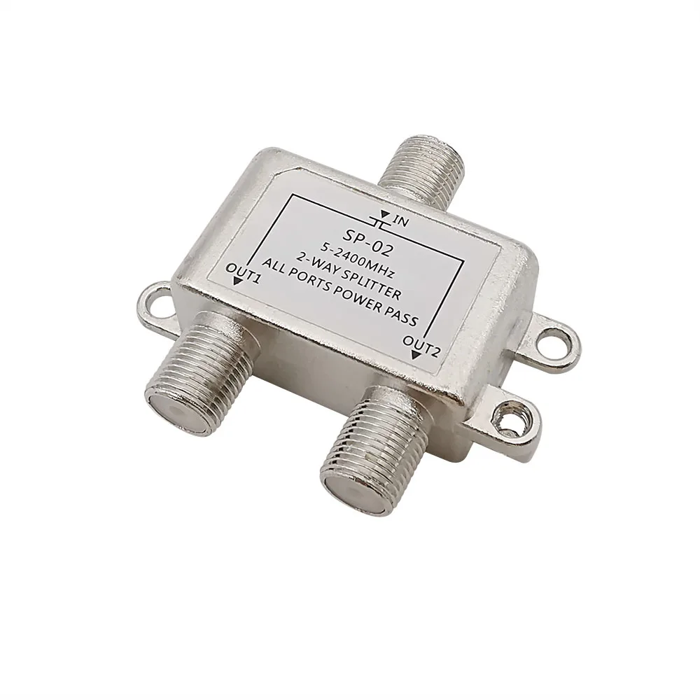 

2 Ways TV Satellite Splitter 5-2400MHz TV Signal Antenna 1 In to 2 Out F Type Female Socket Coaxial Cable Distributor Adapter