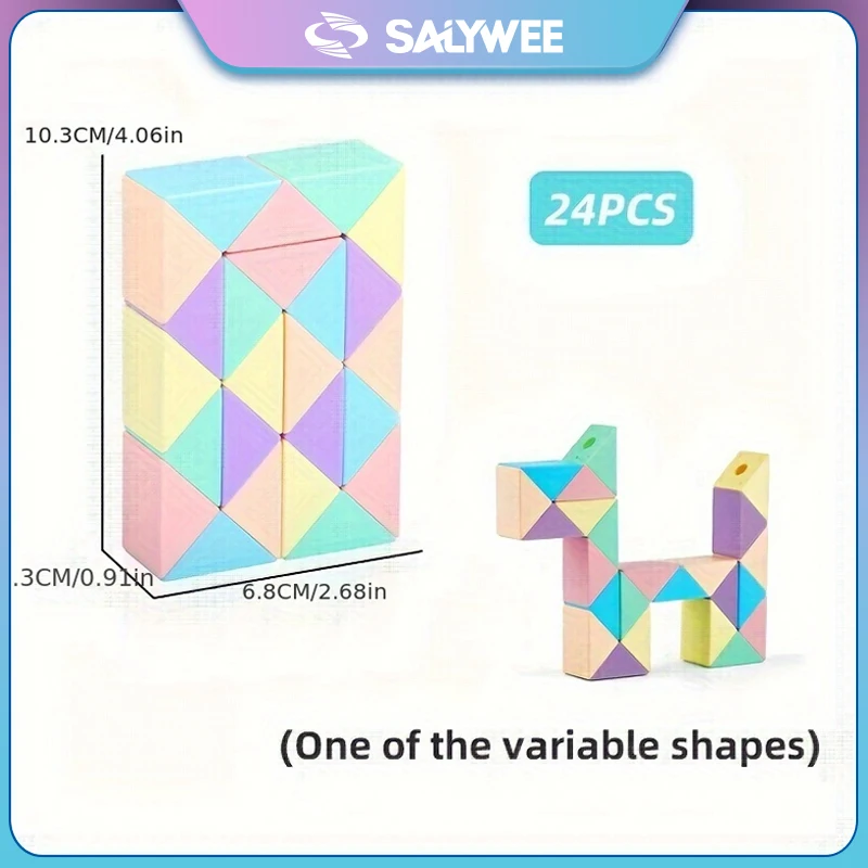 SALYWEE 매직 폴딩 자 24/36/48/60/72 세그먼트 - STEM 교육용 장난감, 창의적인 변형 가능한 퍼즐 큐브, 마카롱 색상