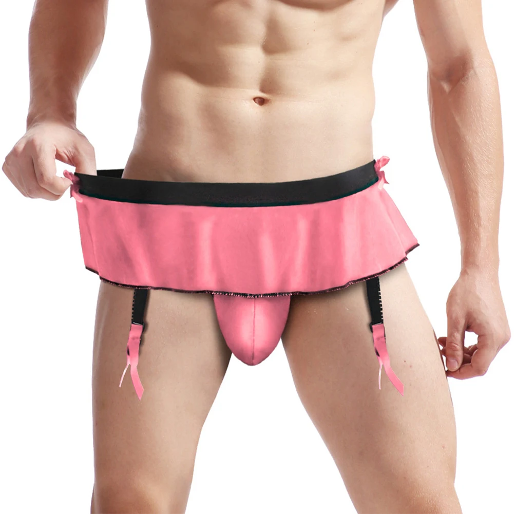

Sexy Men Gay Bikini Briefs Low-rise T-back Thong Bluge Pouch G String Super Mini Skirt Seduction Lingerie Erotic Underwears