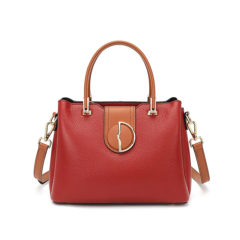 

1973 Large-capacity Contrast Color 2022 New Leather Handbag Large-capacity Joker Ladies Shoulder Crossbody Bag